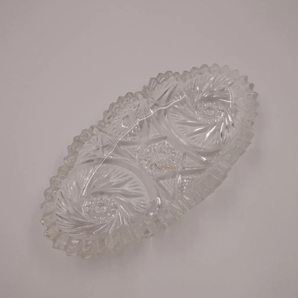 Vintage Cambridge Glass Crystal Dish Clear Scalloped Pinwheel Regencycore Decor